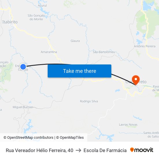 Rua Vereador Hélio Ferreira, 40 to Escola De Farmácia map