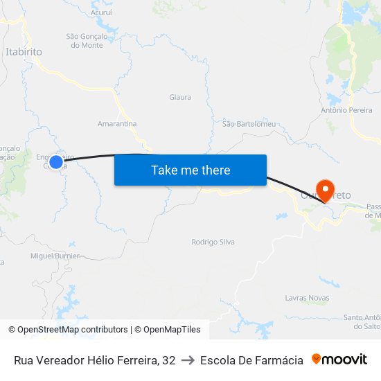 Rua Vereador Hélio Ferreira, 32 to Escola De Farmácia map