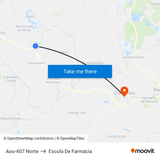 Aou-407 Norte to Escola De Farmácia map