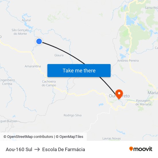 Aou-160 Sul to Escola De Farmácia map