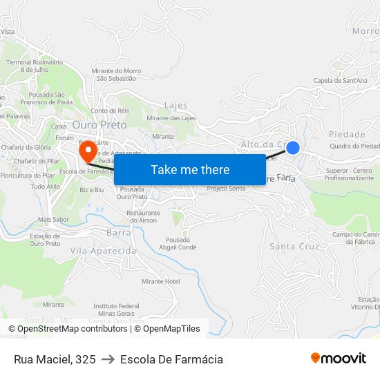 Rua Maciel, 325 to Escola De Farmácia map
