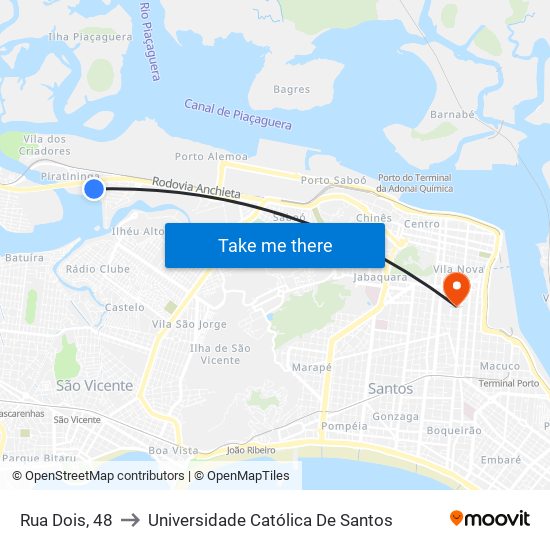 Rua Dois, 48 to Universidade Católica De Santos map