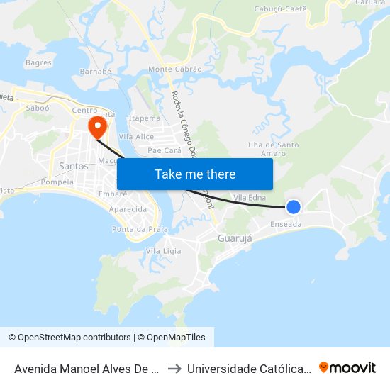Avenida Manoel Alves De Moraes, 190 to Universidade Católica De Santos map