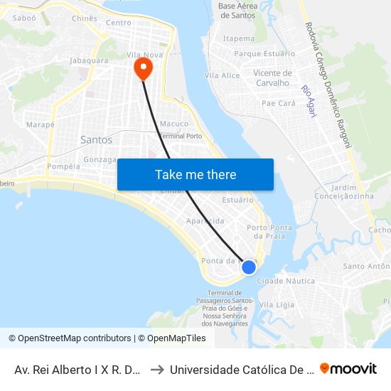 Av. Rei Alberto I X R. Do Peixe to Universidade Católica De Santos map