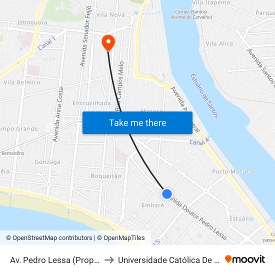 Av. Pedro Lessa (Proplastik) to Universidade Católica De Santos map