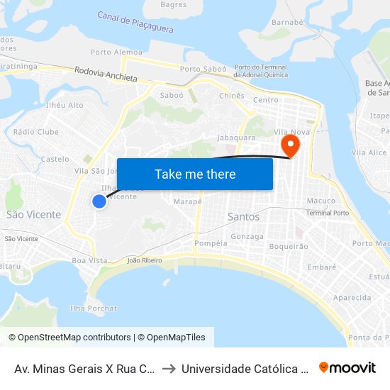 Av. Minas Gerais X Rua Costa Rego to Universidade Católica De Santos map
