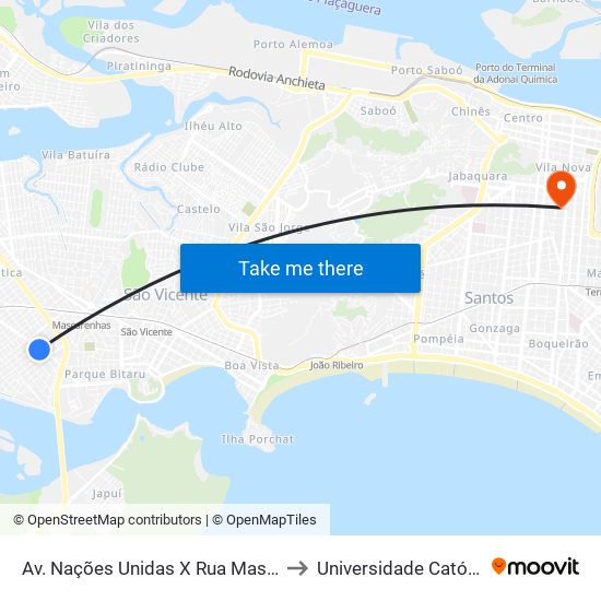 Av. Nações Unidas X Rua Mascarenhas De Moraes to Universidade Católica De Santos map