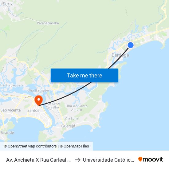 Av. Anchieta X Rua Carleal Emili Biaienda to Universidade Católica De Santos map