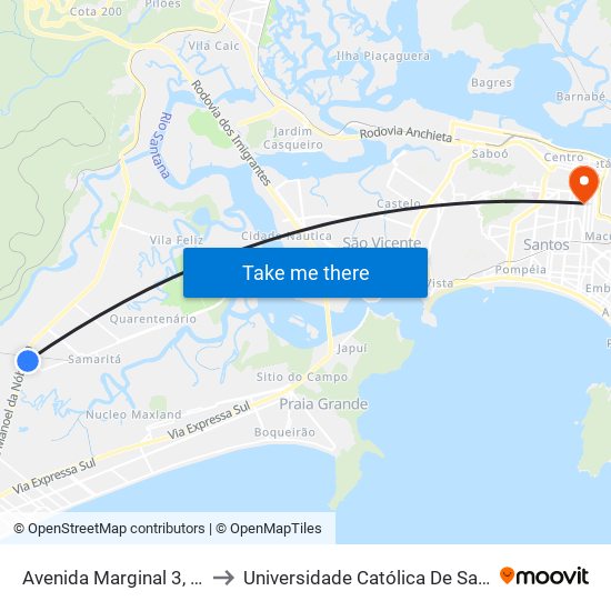 Avenida Marginal 3, 259 to Universidade Católica De Santos map
