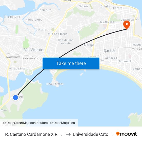 R. Caetano Cardamone X R. Emílio Vaz Afonso to Universidade Católica De Santos map