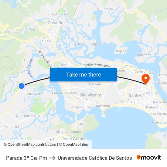 Parada 3º Cia-Pm to Universidade Católica De Santos map