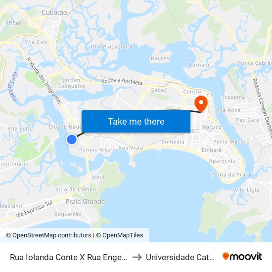 Rua Iolanda Conte X Rua Engenheiro André Rebouças to Universidade Católica De Santos map