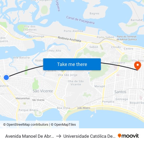 Avenida Manoel De Abreu, 447 to Universidade Católica De Santos map