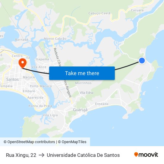 Rua Xingu, 22 to Universidade Católica De Santos map