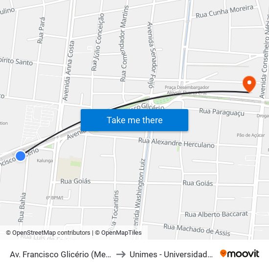 Av. Francisco Glicério (Mendes Convention Center/Extra) to Unimes - Universidade Metropolitana De Santos map