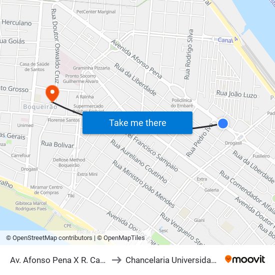 Av. Afonso Pena X R. Cardeal Arcoverde to Chancelaria Universidade Santa Cecília map