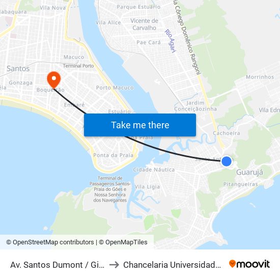 Av. Santos Dumont / Ginásio Guaibê to Chancelaria Universidade Santa Cecília map