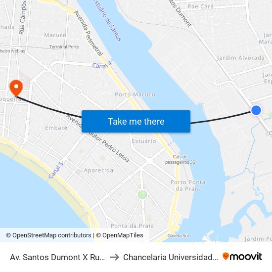Av. Santos Dumont X Rua Orlando Silva to Chancelaria Universidade Santa Cecília map