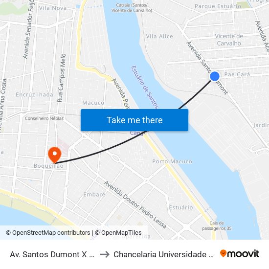 Av. Santos Dumont X Av. Guarujá to Chancelaria Universidade Santa Cecília map