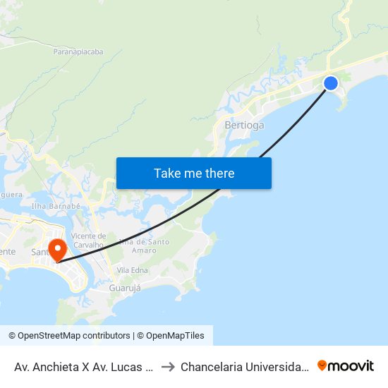 Av. Anchieta X Av. Lucas Da Cruz Carvalho to Chancelaria Universidade Santa Cecília map