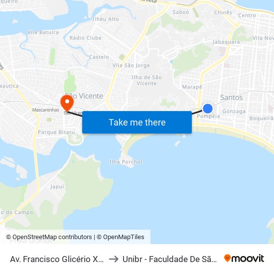 Av. Francisco Glicério X R. Ceará to Unibr - Faculdade De São Vicente map