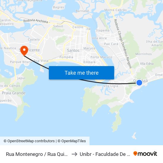 Rua Montenegro / Rua Quintino Bocaiúva to Unibr - Faculdade De São Vicente map