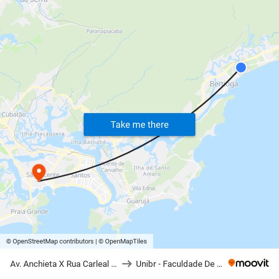 Av. Anchieta X Rua Carleal Emili Biaienda to Unibr - Faculdade De São Vicente map