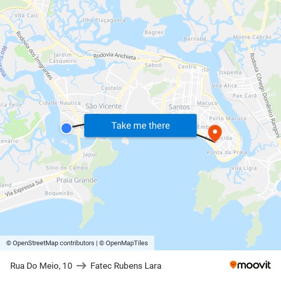 Rua Do Meio, 10 to Fatec Rubens Lara map