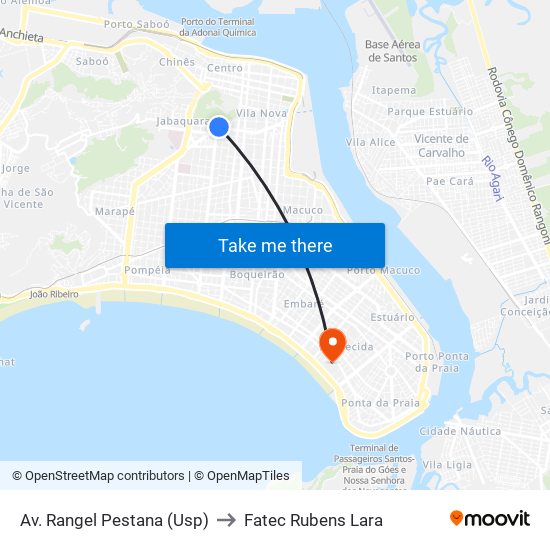 Av. Rangel Pestana (Usp) to Fatec Rubens Lara map