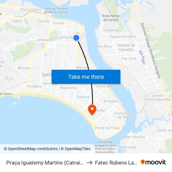 Praça Iguatemy Martins (Catraia) to Fatec Rubens Lara map