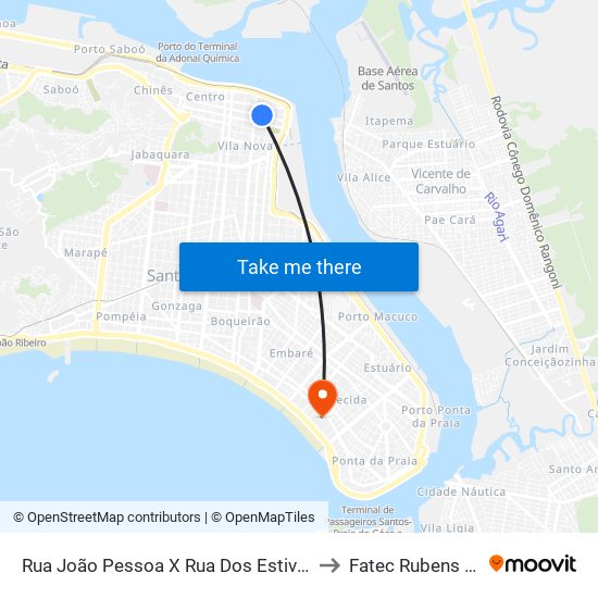 Rua João Pessoa X Rua Dos Estivadores to Fatec Rubens Lara map