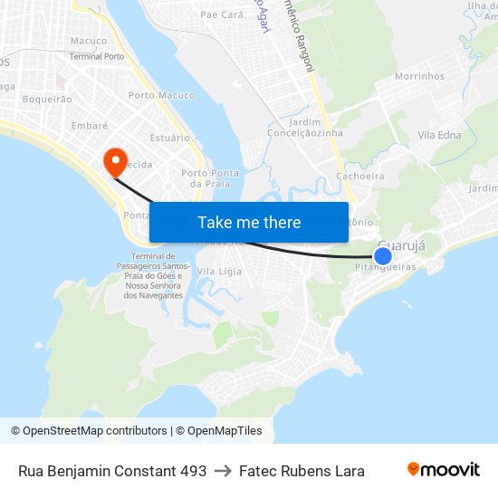 Rua Benjamin Constant 493 to Fatec Rubens Lara map