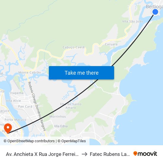 Av. Anchieta X Rua Jorge Ferreira to Fatec Rubens Lara map