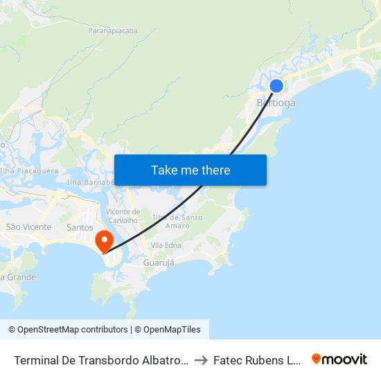 Terminal De Transbordo Albatroz II to Fatec Rubens Lara map