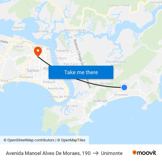 Avenida Manoel Alves De Moraes, 190 to Unimonte map