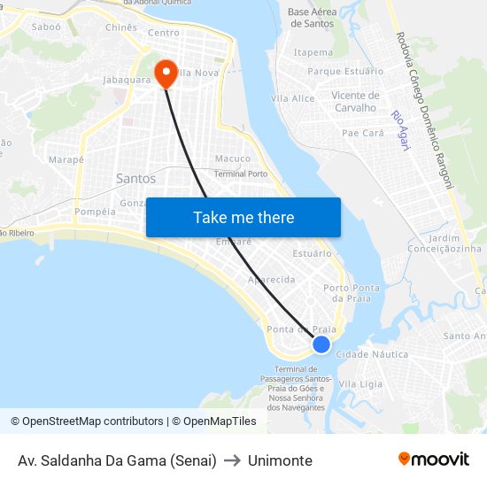 Av. Saldanha Da Gama (Senai) to Unimonte map