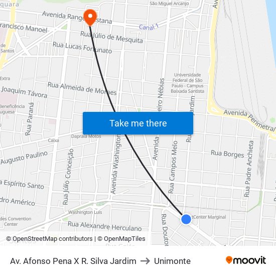 Av. Afonso Pena X R. Silva Jardim to Unimonte map