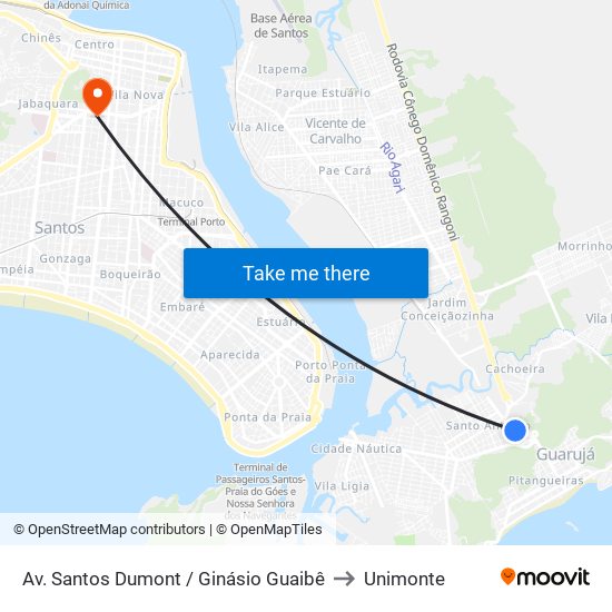 Av. Santos Dumont / Ginásio Guaibê to Unimonte map