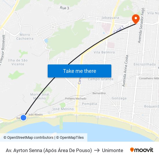 Av. Ayrton Senna (Após Área De Pouso) to Unimonte map