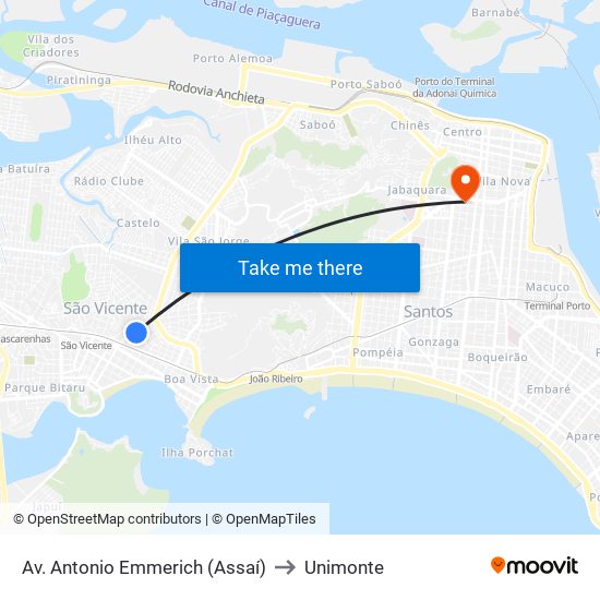 Av. Antonio Emmerich (Assaí) to Unimonte map