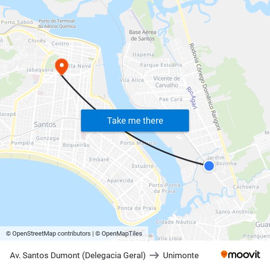 Av. Santos Dumont (Delegacia Geral) to Unimonte map