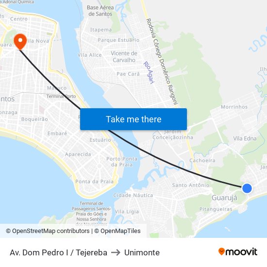 Av. Dom Pedro I / Tejereba to Unimonte map