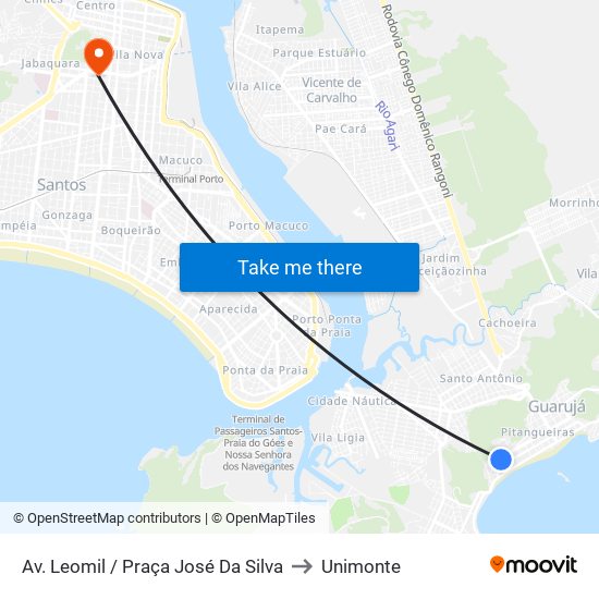 Av. Leomil / Praça José Da Silva to Unimonte map