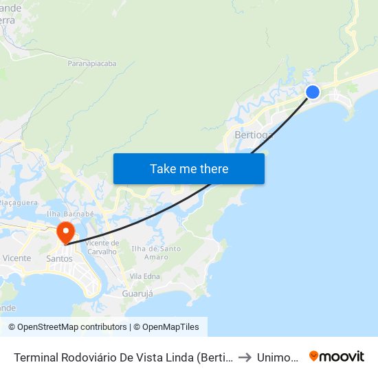 Terminal Rodoviário De Vista Linda (Bertioga) to Unimonte map