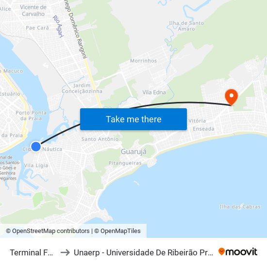 Terminal Ferry Boat to Unaerp - Universidade De Ribeirão Preto - Campus Guarujá map