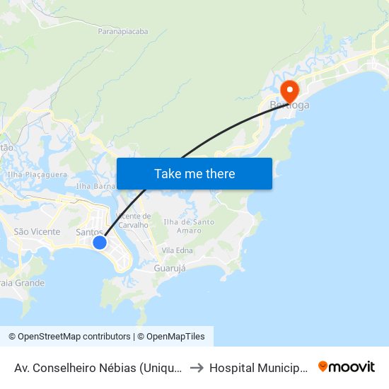 Av. Conselheiro Nébias (Unique Offices/Tok & Stok) to Hospital Municipal De Bertioga map