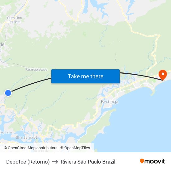 Depotce (Retorno) to Riviera São Paulo Brazil map