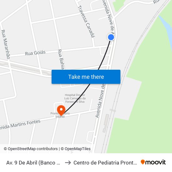 Av. 9 De Abril (Banco Mercantil/Dia%) to Centro de Pediatria Pronto Socorro Infantil map