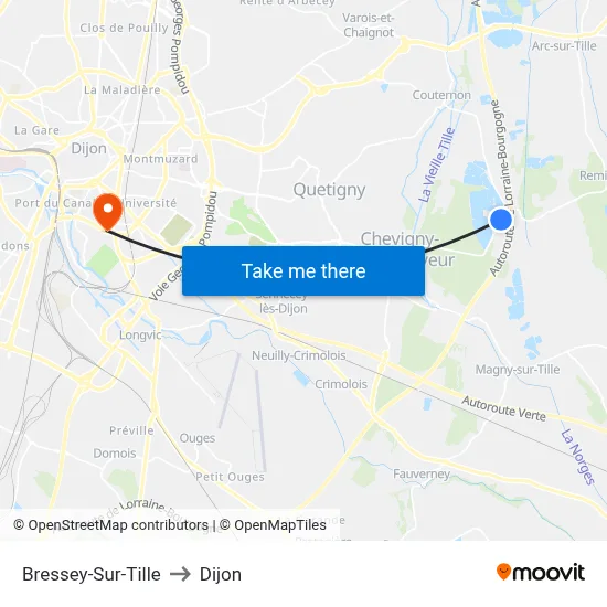 Bressey-Sur-Tille to Dijon map