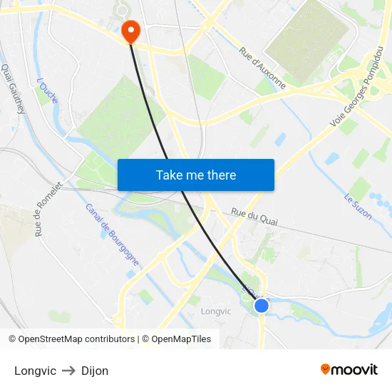 Longvic to Dijon map